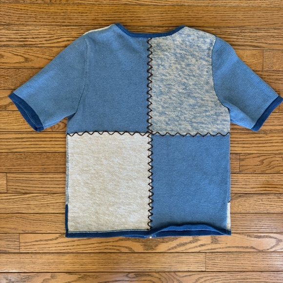 Vintage Christopher & Banks Blue and Cream Geometric Pattern Shirt - Picture 3 of 3